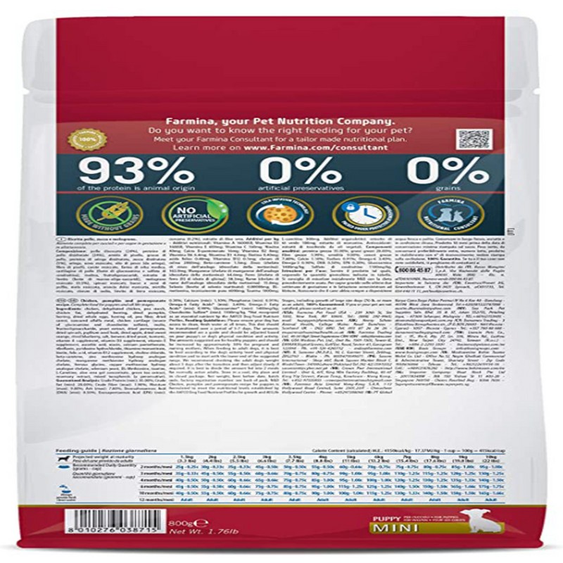 FARMINA N&D Pumpkin, Grain Free, Dry Dog Food, Puppy Mini Breed, 800 Gm, Chicken & Pomegranate